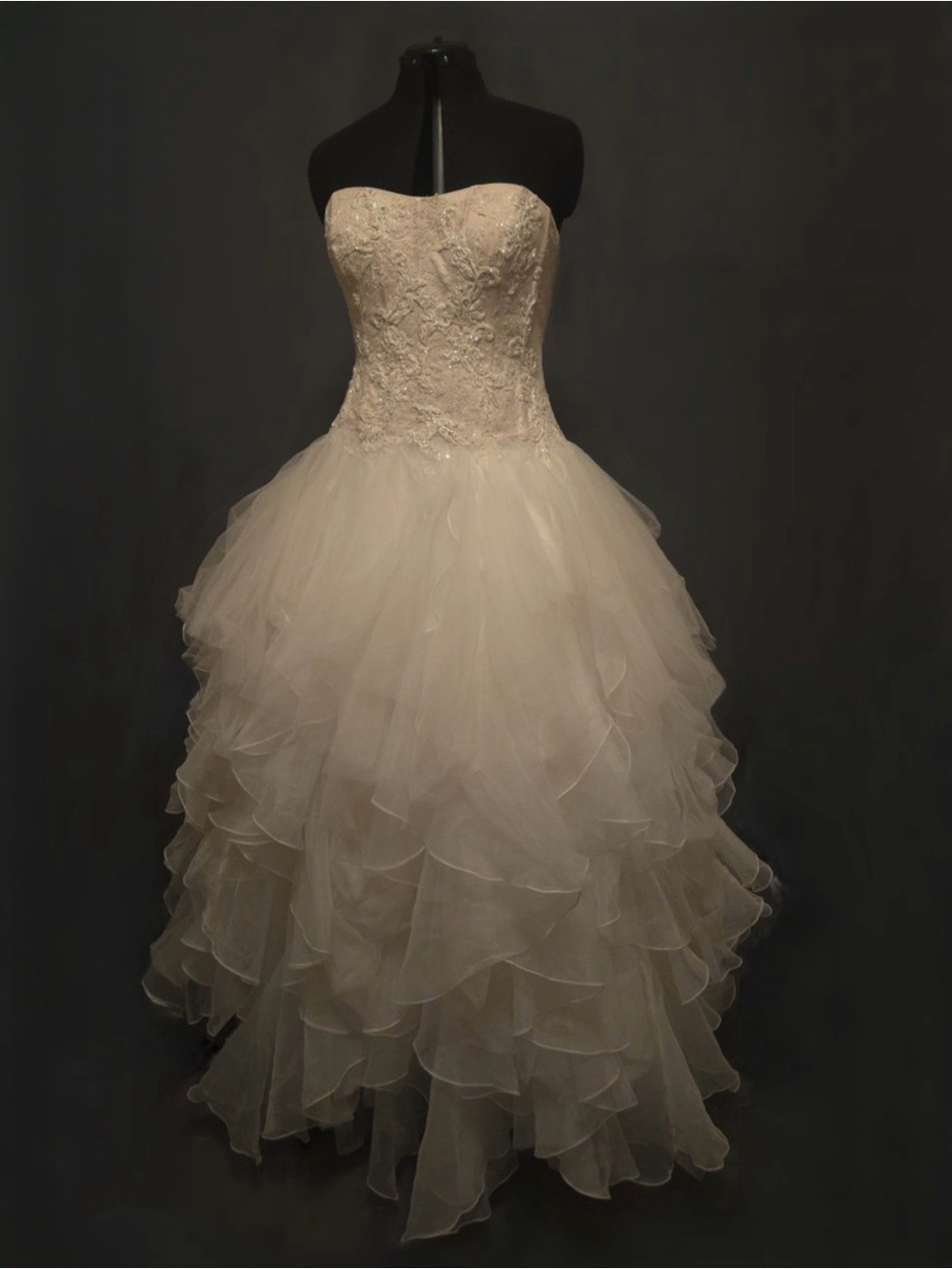 Oleg Cassini Strapless Ivory Ball Gown Wedding Dress